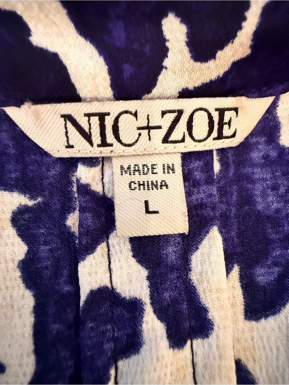 NIC+ZOE Blue & White Print Midi Dress | Size Large | Tie Waist with Pockets - Picture 5 of 11